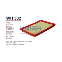 WUNDER WH302 HAVA FİLTRESİ - OPEL ASTRA F 1.4i, 1.6i, 1.7TD, 1.8i