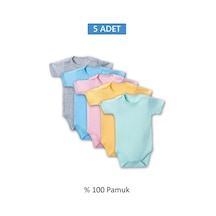 Çok Renkli Yarım Kol Body Zıbın 2-7 Yaş Çocuklar İçin 5 Adet Alttan Çıtçıtlı Özel Gereksinimli