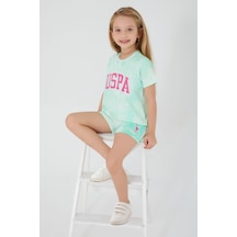 U.S. Polo Assn. U.S. Polo Assn Pink Font Detail Açık Mavi Kız Çocuk Şort Mavi