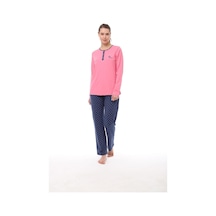 Pijadore 1538 Kadın Yaka Düğmeli Uzun Kollu Pijama Takım 001