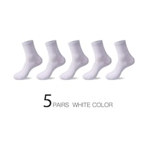 Beyaz 5 Çift/grup Yüksek Kaliteli Erkek Pamuk Çorap Iş Sonbahar Kış Deodorantı Nefes Adam Uzun Çorap Beyaz