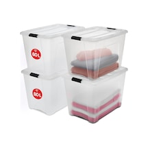 Ohyama Kapaklı Saklama Kutuları, 60l, 4'lü Set, Şeffaf, Güvenli Tokalar, İstiflenebilir, Çekme Kulpları, Yatak Odası, Dolap, Ofis, Organizasyon İçin, Bpa İçermeyen Plastik, Giysi Çantası, Ntb-60