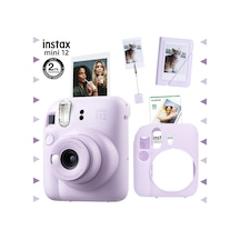Fujifilm Instax Mini 12 Fotoğraf Makinesi + 10'lu Film + Kıskaçlı Stand + Mini Albüm + Silikon Kılıf Seti Lila