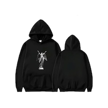 Startmore Heykel Baskılı Kapişonlu Sweatshirt Siyah