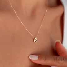 Damla Model Taşlı Kolye Sarı