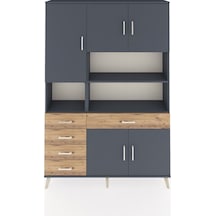 Arges Dolap 9 Raflı 5 Çekmeceli 5 Kapaklı 132x30x195 Antrasit-antrasit/çam Antrasıt/atlas Çam