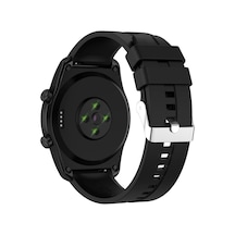 Forzacase Amazfit Gtr 47mm İçin Tokalı Çizgi Desen Silikon Kordon Kayış - Fc369 Siyah