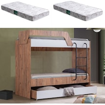 Ranza, Triple Yavrulu Metal Ayaklı Ranza + 2 Comfort Yatak 90 x 190