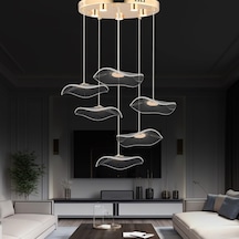 Jolie 6'lı Yuvarlak 3 Renkli 61 Watt Gold Kristal Ledli Modern Oturma Odası Salon Sarkıt Avize Diğer