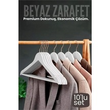 Mey İthalat 10'lu Lüks Beyaz Elbise Ceket Askısı - Ergonomik & Kaymaz Plastik Askı Seti - Ahşap Görünümlü 722533 Çok Renkli