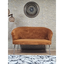 Zafir İkili Teddy Krom Kaplama Sivriltme Ayak Çay Seti Koltuk İkili Berjer , Balkon, Salon, Ofis Kiremit