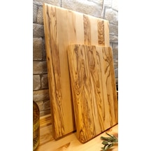 2 Li Set Zeytin Ağacı Ahşap Kesme Sunum Mutfak Tahtası