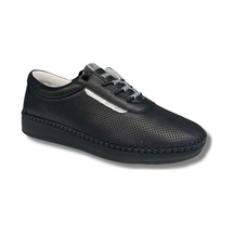 Lourenza 4018 Kadın Hakiki Deri Lastikli Comfort Ayakkabı Siyah Krem