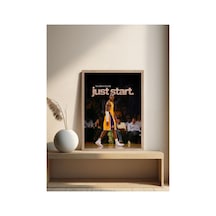 Kobe Bryant Doğal Ahşap Çerçeveli Tek Parça Dekoratif Tablo Çok Renkli - 819545307 Çok Renkli