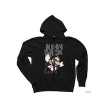 John Wick Fly Siyah Fermuarlı Kapşonlu Sweatshirt Siyah