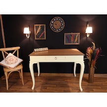 Wooding-Mobilya Wooding 100 Cm Çekmeceli Masif Krem Naturel Çalışma Masası