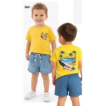Trend Kids Trendebee Kids 2li Takım Penye Kotlu Hawaii Baskılı Açık Sarı