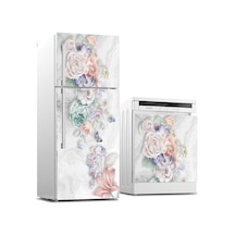 Buzdolabı Ve Bulaşık Makinası Beyaz Eşya Sticker Kaplama Çiçekler Ve Kelebek Çok Renkli
