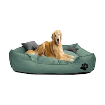 Mavi Vitrin Yıkanabilir Kumaş Pati İşlemeli Büyük Irk Köpek Yatağı L 100 x 80 CM