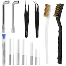 Xurunkeji 3d Yazıcı Nozul Temizleme Kiti, 20 Nozul Temizleme Pimi/iğnesi 2 Tel Fırça 2 L Şeklinde Anahtar 2 Cımbız
