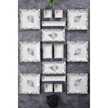 Piatti Naturali 16 Parça 6 Kişilik Black Rose Kahvaltı Takımı Handmade Sunum Seti Siyah