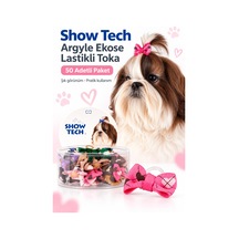 Show Tech Argyle Ekose Lastikli Kedi Köpek Tokası 50 Adetli Paket