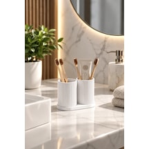 Modern Banyo Organizeri Ve Çok Amaçlı Diş Fırçası Tutucu Beyaz
