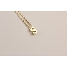 Glorria Gümüş 3 Boyutlu Minimalist S Harfi Kolye Sarı