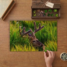Otların Arasında Geyik Tasarımı 240 Parça Ahşap Puzzle Ahşap Kutuda Mpy40143