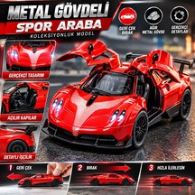 Metal Gövdeli Spor Araba Oyuncak Geri Çek Bırak, Açılır Kapılı Koleksiyonluk Model