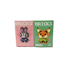 2'li Set Sevimli Karakaterler 3d Mini Yapı Blokları Zootopia Judy Hoops Rabbit Ve Nick Wild