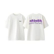Thewert Anti Galalı Tasarım Sırt Baskılı Pamuk Beyaz Oversize T-shirt