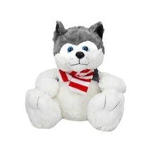 Nessiworld Oturan Husky Atkılı Peluş Köpek 30 Cm Gri