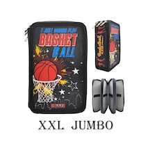 Xl Jumbo Model Basketbol Kalem Kutusu Organizer Kalemkutu 3 Bölmeli Kalemlik Siyah Genel