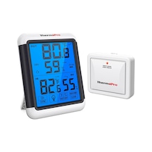 ThermoPro TP65 Dokunmatik Işıklı Geniş Ekran İç ve Dış Mekan (Sensörlü) Dijital Sıcaklık ve Nem Ölçer