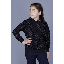 Toontoy Kız Çocuk Taş İşlemeli Sweatshirt Siyah