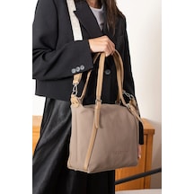 Just Polo Kadın Kum Taba Büyük Boy Lakost Kumaş El Ve Omuz Çantası P346037mh Kum - Taba