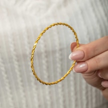 Stillove Gümüş Gold İkili Burgu Kadın Bilezik T8825 Gold