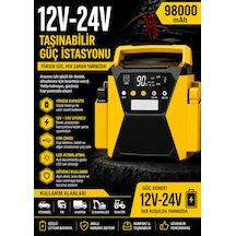 Merwishakü Takviye Cihazı 98000mah 12v 24v Taşınabilir Güç İstasyonu Powerbank Led Işıklı