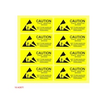 Antistatik Uyarı Etiketi 10 Adet 5x25mm Elektrostatik Elektrik Esd İkaz Dikkat Yapışkan Stiker