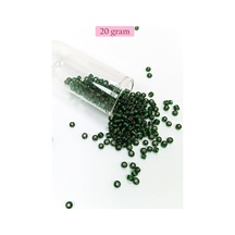 Dökme Cam Kum Boncuk Büyük Boy 6/0 4 Mm - 20 Gram - Şeffaf Koyu Yeşil - Bnc100