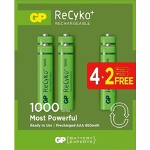 Gp Recyko 1000 Mah Aaa Şarj Edilebilir İnce Kalem Pil 4+2 Paket