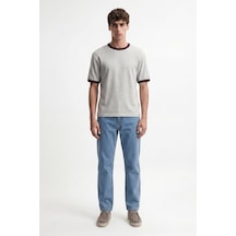 Antioch Kontrast Yaka Erkek T-shirt Gri