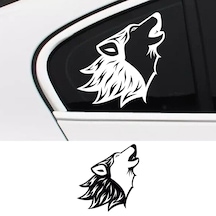 Uluyan Bozkurt Sticker, Oto Sticker, Kelebek Cam Sticker 13x12 Cm-sağ