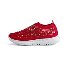Sones Ilkbahar Ve Sonbahar Taklidi Uçan Dokuma Kadın Spor Ayakkabı Rahat Nefes Ayakkabı Kırmızı