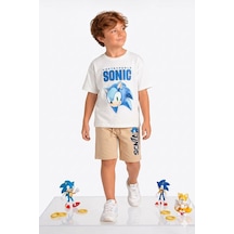 Cg Kids Sonic Erkek Çocuk Tshirt & Şort Alt Üst Takım Süper Kalite Beyaz