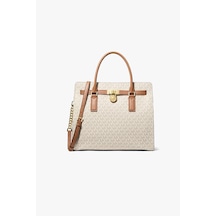 Michael Kors Kadın Borsa A Mano Monogram Desenli Çanta - Krem/kahve Vanilla - Acrn