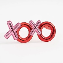 Kırmızı Renk Xoxo Yazılı Parti Gözlüğü 17x7 Cm Çok Renkli