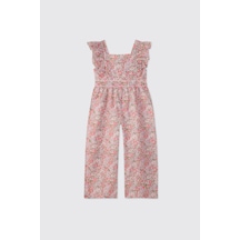 Panço Liberty Kumaş Kız Bebek Pembe Salopet