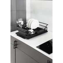 Paslanmaz Alüminyum Tek Katlı Siyah Bulaşıklık Modern Tabaklık Siyah